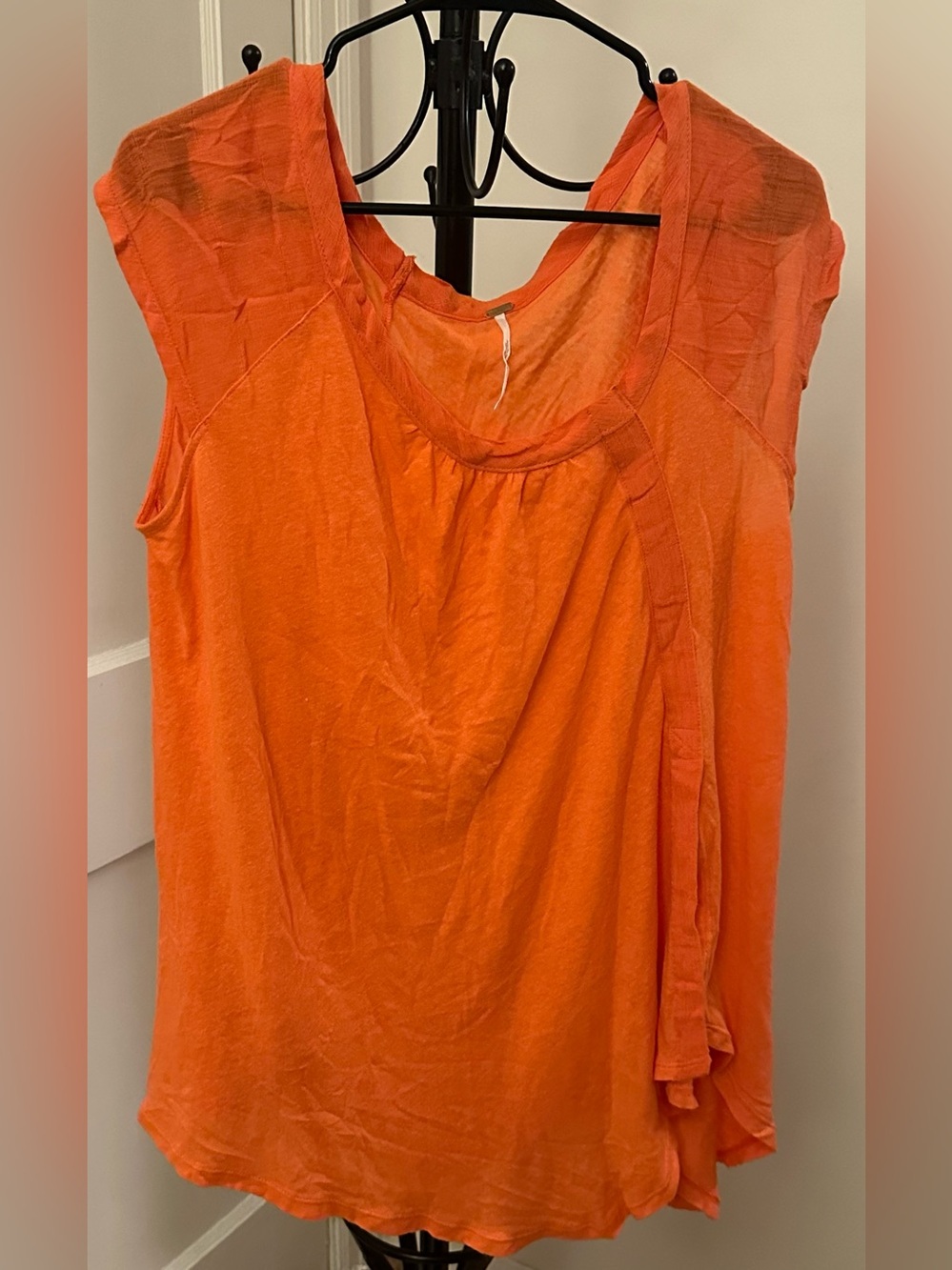 Free People Bright Orange Scoop Neck Top Size Extra Small